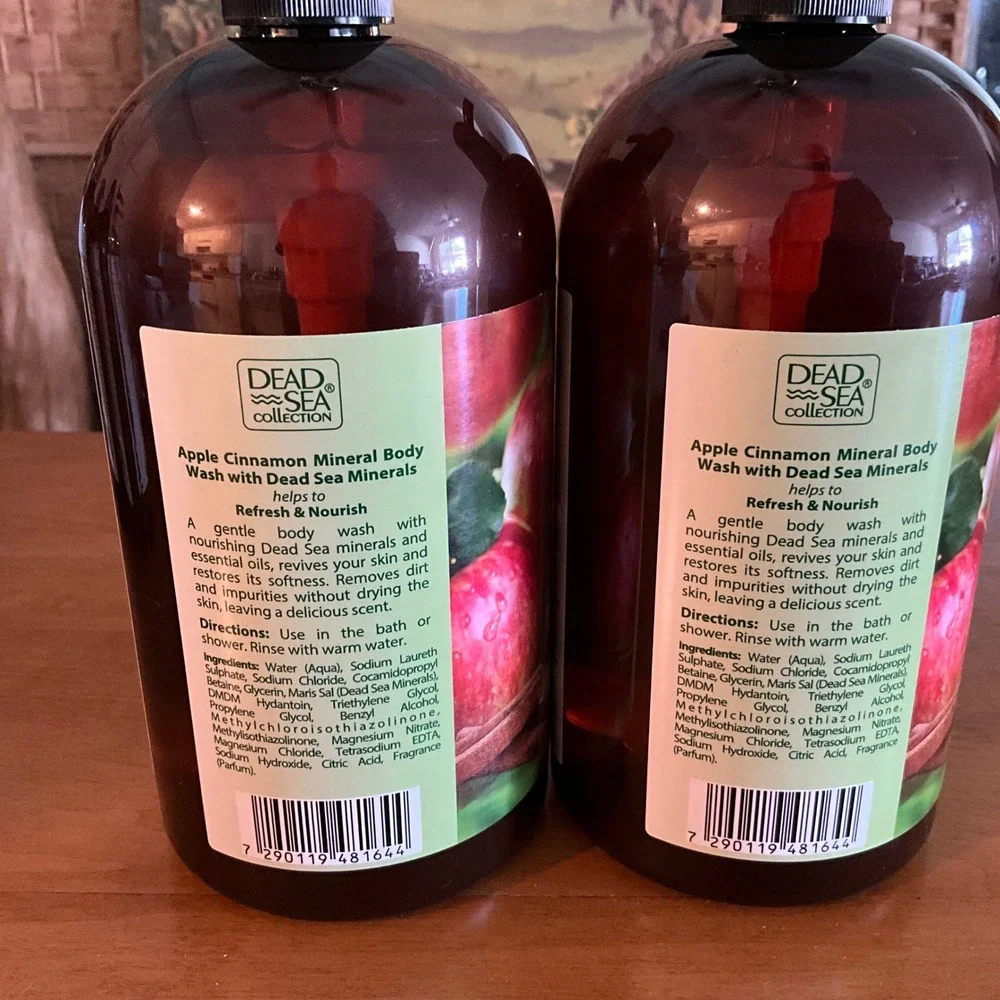 Dead Sea Collection Apple‎ Cinnamon Mineral Body Wash 33.8 fl oz 1000 ml Set